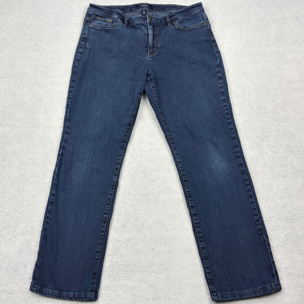 Chaps Madden Straight Jeans Womens 12 Dark Wash Stretch Blue Denim Pants